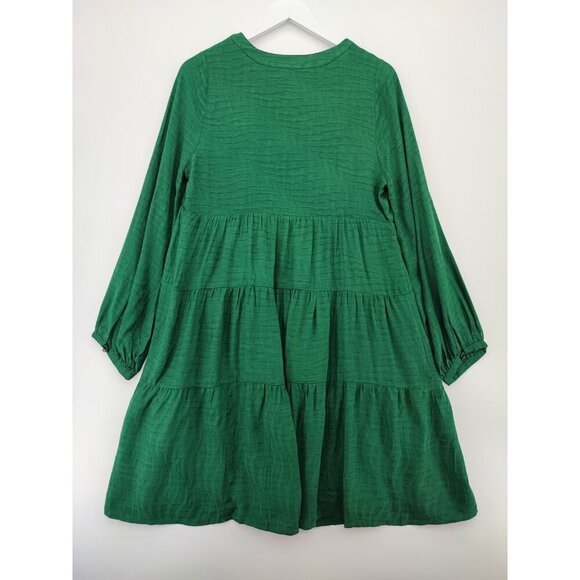 Maeve by Anthropologie Women's Green Long Sleeve Tiered Tunic Dress Size Small - Picture 3 of 12